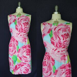 Lilly Pulitzer Collins Dress Hotty Pink First Impression rose shift silk vintage